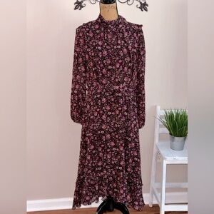 Julia Jordan Black and Pink Floral Maxi Dress